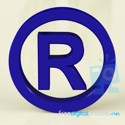 Blue Registered Sign Representing Patented Brands Stock Image