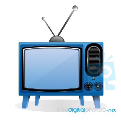 Blue Retro TV Stock Image