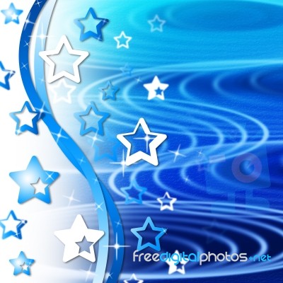 Blue Rippling Background Means Curves Round And Stars
 Stock Image