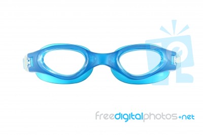 Blue Rubber Frame Goggle On White Background Stock Photo