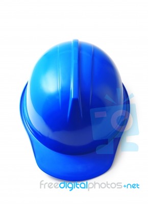 Blue Safety Helmet Over White With Clipping Path Stock Photo
