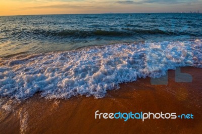 Blue Sea Water Surface On Sky Stock Photo