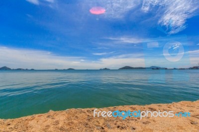 Blue Sea Water Surface On Sky Stock Photo