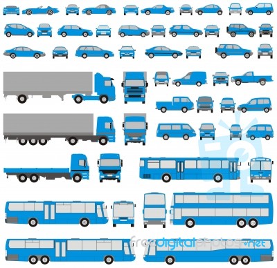 Blue Silhouettes Road Vehicle Stock Image