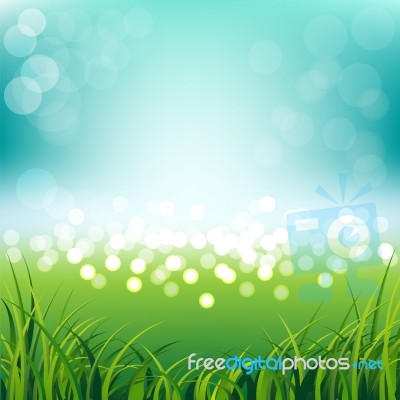 Blue Sky With Fresh Spring Grass Background Stock Image