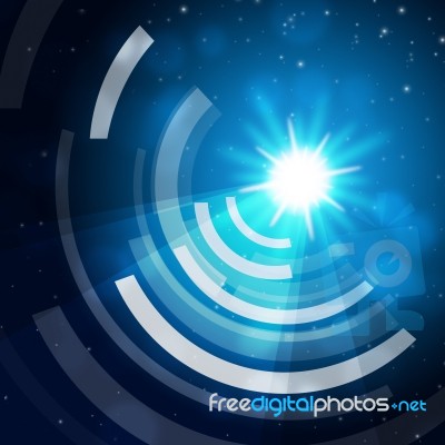 Blue Sun Background Means Glowing And Radiating Waves
 Stock Image