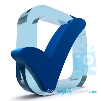 Blue Tick Shows Quality And Excellence Stock Image