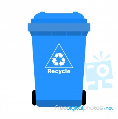 Blue Trash With Recycle Icon- Ilustration Stock Image