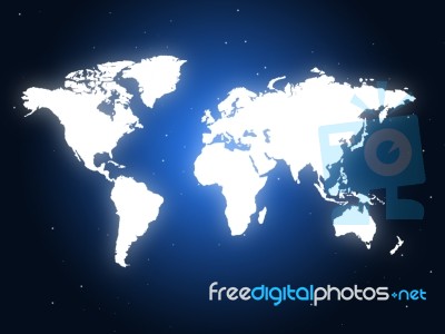 Blue World Represents Globally Design And Globalize Stock Image