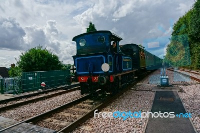 Bluebell Steaming Into East Grinstead Station Stock Photo