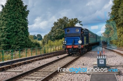 Bluebell Steaming Into East Grinstead Station Stock Photo