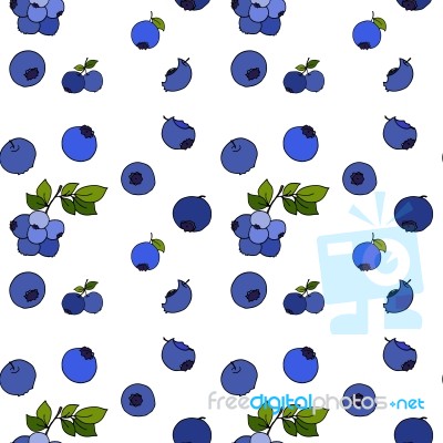 Blueberry Seamless Pattern By Hand Drawing On White Backgrounds Stock Image