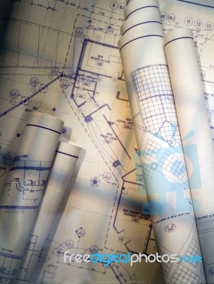 Blueprints Stock Photo