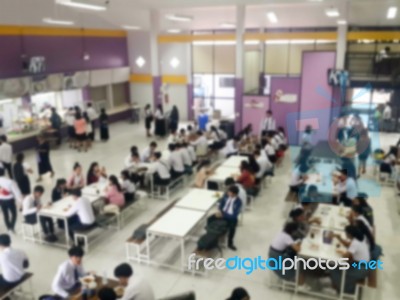 Blur Image Canteen Dining Hall Room Stock Photo