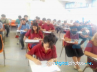 Blur School Or University Students Writing Answer Stock Photo