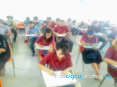 Blur School Or University Students Writing Answer Stock Photo