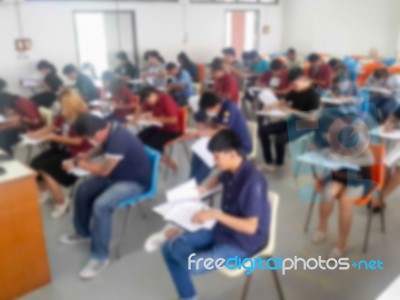 Blur School Or University Students Writing Answer Stock Photo Blur School Or University Students Writing Answer Stock Photo