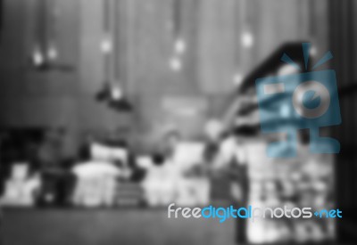 Blurred Background In Coffee Shop With Black And White Tone Stock Photo