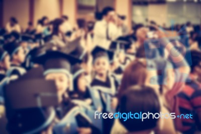 Blurred Children Getting Ready For Their Graduation Stock Photo