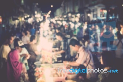 Blurred People Are In Walking Street Of Old Town Stock Photo