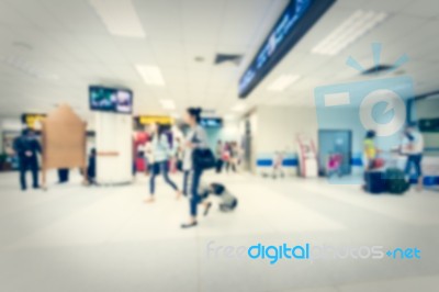 Blurred Tourist In The Airport Stock Photo