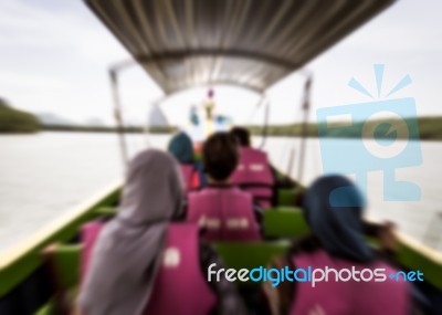 Blurred Tourist Travel On The Boat Stock Photo