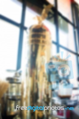 Blurred Vintage Luxuary Espresso Machine Stock Photo