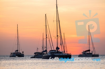 Boat Sunset Stock Photo