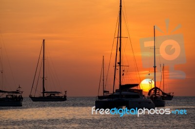 Boat Sunset Stock Photo