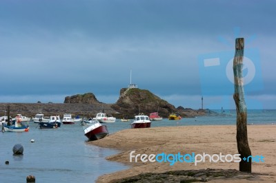 Boats In Bude Harbour Stock Photo
