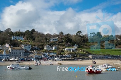 Boats In The Harbour At Lyme Regis Stock Photo