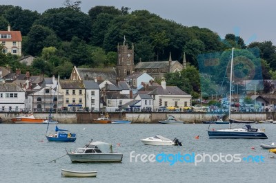 Boats Moored Off Appledore Stock Photo