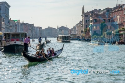 Boats On The Grand Canal Venice Stock Photo