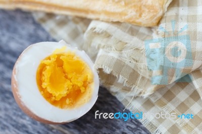 Boiled Egg Cut Half Stock Photo