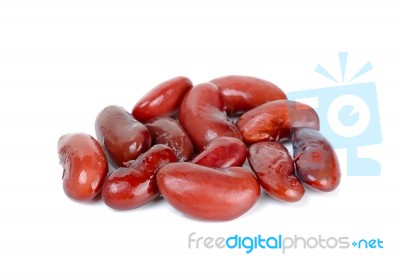 Boiled Red Bean Isolated On The White Stock Photo