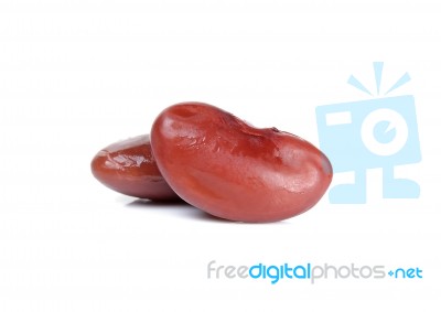 Boiled Red Bean Isolated On The White Stock Photo