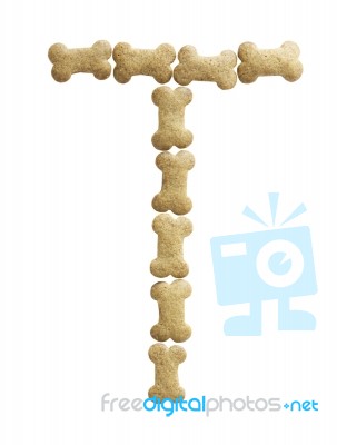 Bone Shape Dog Food Letter T Stock Photo