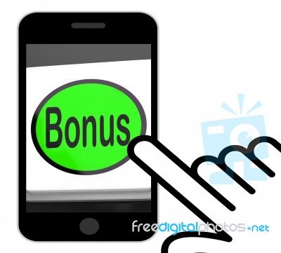 Bonus Button Displays Extra Gift Or Gratuity Online Stock Image