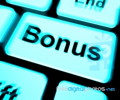 Bonus Keyboard Shows Extra Gift Or Gratuity Online Stock Image