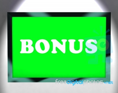 Bonus On Screen Shows Reward Or Perk Online Stock Image