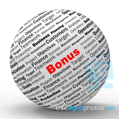 Bonus Sphere Definition Shows Financial Reward Or Benefit Stock Image