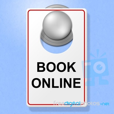Book Online Sign Represents Single Room And Accommodation Stock Image