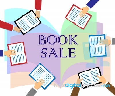 Book Sale Shows Books Discounts And Offers Stock Image
