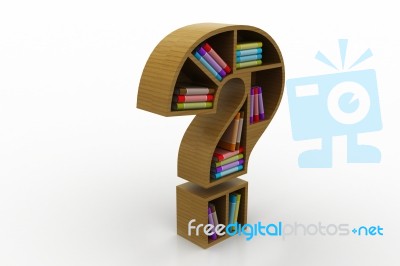 Book Shelf In The Model Of Question Mark Stock Image