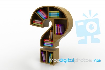 Book Shelf In The Model Of Question Mark Stock Image