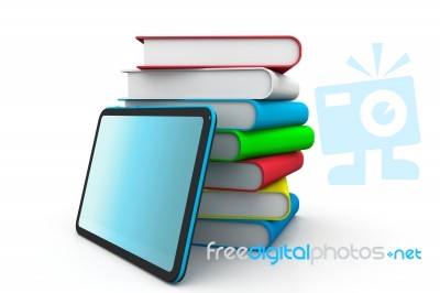 Books And Tablet Pc Stock Image
