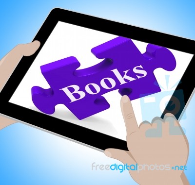 Books Tablet Means E-book Or Reading App Stock Image