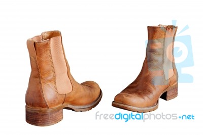 Boots On White Background Stock Photo