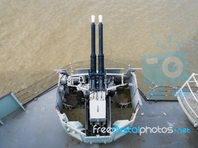 Bophors Guns On Hms Belfast Stock Photo