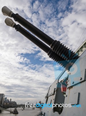 Bophors Guns On Hms Belfast Stock Photo